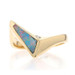 Yellow Gold Opal Diamond Bypass Ring - 14k Inlay Geometric Yellow Gold Opal Diamond Bypass Ring - 14k Inlay Geometric