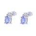 White Gold Tanzanite Diamond Stud Earrings - 14k Oval .84ctw Pierced