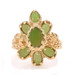 Yellow Gold Nephrite Jade Cluster Cocktail Ring - 10k Oval Cabochon 1.42ctw Floral Yellow Gold Nephrite Jade Cluster Cocktail Ring - 10k Oval Cabochon 1.42ctw Floral