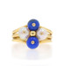 Gucci Lapis Lazuli & Cultured Pearl Vintage Cluster Ring - Yellow Gold 18k Italy