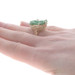 Yellow Gold Jadeite Cocktail Solitaire Ring - 14k Carved Botanical Scroll