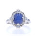 White Gold Lab-Created Star Sapphire Diamond Vintage Ring - 14k Oval Cab 1.82ctw White Gold Lab-Created Star Sapphire Diamond Vintage Ring - 14k Oval Cab 1.82ctw
