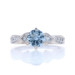 Platinum Aquamarine Diamond Ring - Round 1.43ctw Etched Milgrain Platinum Aquamarine Diamond Ring - Round 1.43ctw Etched Milgrain