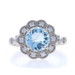 White Gold Aquamarine Diamond Halo Ring - 14k Round 1.86ctw Flower Milgrain White Gold Aquamarine Diamond Halo Ring - 14k Round 1.86ctw Flower Milgrain