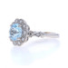 White Gold Aquamarine Diamond Halo Ring - 14k Round 1.86ctw Flower Milgrain White Gold Aquamarine Diamond Halo Ring - 14k Round 1.86ctw Flower Milgrain