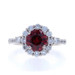 White Gold Rhodolite Garnet Diamond Halo Ring - 14k Round 2.44ctw Engagement White Gold Rhodolite Garnet Diamond Halo Ring - 14k Round 2.44ctw Engagement
