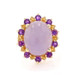 Yellow Gold Jade Amethyst Citrine Halo Ring - 14k Oval Cabochon 12.36ctw Floral Yellow Gold Jade Amethyst Citrine Halo Ring - 14k Oval Cabochon 12.36ctw Floral