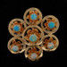 Yellow Gold Opal Vintage Flower Brooch - 14k Round Cabochon .91ctw Cluster Pin Yellow Gold Opal Vintage Flower Brooch - 14k Round Cabochon .91ctw Cluster Pin