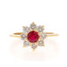 Yellow Gold Ruby & Diamond Halo Ring - 14k Round 1.37ctw Flower Yellow Gold Ruby & Diamond Halo Ring - 14k Round 1.37ctw Flower