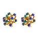 Yellow Gold Malachite & Lapis Lazuli Floral Bow Large Stud Earrings 18k Pierced