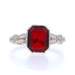 White Gold Red Glass Vintage Solitaire Ring - 10k Milgrain White Gold Red Glass Vintage Solitaire Ring - 10k Milgrain