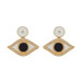 Yellow Gold Diamond Enamel Evil Eye Dangle Earrings 14k Single .20ctw All-Seeing