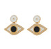 Yellow Gold Diamond Enamel Evil Eye Dangle Earrings 14k Single .20ctw All-Seeing