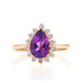 Yellow Gold Amethyst Diamond Halo Ring - 14k Pear 1.38ctw Yellow Gold Amethyst Diamond Halo Ring - 14k Pear 1.38ctw