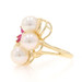 Yellow Gold Cultured Pearl Ruby Diamond Cluster Cocktail Ring - 14k .41ctw Yellow Gold Cultured Pearl Ruby Diamond Cluster Cocktail Ring - 14k .41ctw