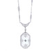 White Gold Diamond & Camphor Glass Filigree Necklace 17 1/4" 14k European Cut White Gold Diamond & Camphor Glass Filigree Necklace 17 1/4" 14k European Cut