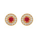 Yellow Gold Ruby Diamond Halo Stud Earrings - 14k Round 1.44ctw Pierced Yellow Gold Ruby Diamond Halo Stud Earrings - 14k Round 1.44ctw Pierced