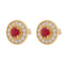 Yellow Gold Ruby Diamond Halo Stud Earrings - 14k Round 1.44ctw Pierced Yellow Gold Ruby Diamond Halo Stud Earrings - 14k Round 1.44ctw Pierced