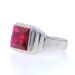 White Gold Lab-Created Ruby Art Deco Men's Ring - 14k Rectangular Cut Vintage White Gold Lab-Created Ruby Art Deco Men's Ring - 14k Rectangular Cut Vintage