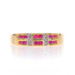 Yellow Gold Ruby & Diamond Cluster Band - 18k Round .39ctw Ring Yellow Gold Ruby & Diamond Cluster Band - 18k Round .39ctw Ring