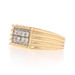 Yellow Gold Diamond Cluster Men's Ring - 14k Round Brilliant 0.48ctw Ribbed