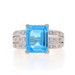 White Gold Blue Topaz & Diamond Ring - 14k Emerald Cut 4.04ctw Milgrain White Gold Blue Topaz & Diamond Ring - 14k Emerald Cut 4.04ctw Milgrain