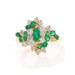 Yellow Gold Emerald Diamond Cluster Cocktail Bypass Ring - 18k Marquise 1.30ctw Yellow Gold Emerald Diamond Cluster Cocktail Bypass Ring - 18k Marquise 1.30ctw