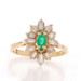 Yellow Gold Emerald & Diamond Halo Ring - 14k Marquise .70ctw
