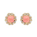 Yellow Gold Rhodochrosite Diamond Halo Stud Earrings - 14k Square Cab .20ctw