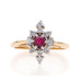 Yellow Gold Ruby Diamond Halo Ring - 14k Round .60ctw Floral Yellow Gold Ruby Diamond Halo Ring - 14k Round .60ctw Floral
