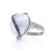 White Gold Cultured Mabe Pearl & Sapphire Vintage Ring - 14k 0.97ctw Wave
