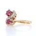 Yellow Gold Ruby Diamond Bypass Ring - 14k Round 1.25ctw Two-Stone Yellow Gold Ruby Diamond Bypass Ring - 14k Round 1.25ctw Two-Stone