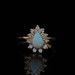 Yellow Gold Opal Diamond Halo Ring - 10k Pear Cabochon .60ctw `