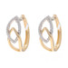 Yellow Gold Diamond Leaf Duo Hoop Earrings - 14k Round .25ctw Botanical Pierced