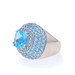 White Gold Blue Topaz Halo Ring - 14k Square Cushion Checkerboard 6.36ctw White Gold Blue Topaz Halo Ring - 14k Square Cushion Checkerboard 6.36ctw