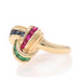 Yellow Gold Ruby Sapphire Emerald Knot Cluster Cocktail Bypass Ring - 14k .76ctw Yellow Gold Ruby Sapphire Emerald Knot Cluster Cocktail Bypass Ring - 14k .76ctw