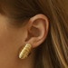 Yellow Gold Ribbed Shell Large Stud Earrings - 18k Dome Clip-Ons Yellow Gold Ribbed Shell Large Stud Earrings - 18k Dome Clip-Ons