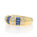 Yellow Gold Sapphire Diamond Cluster Band 18k Baguette 1.18ctw Stripe Ring 6 1/4