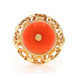 Yellow Gold Coral Vintage Cocktail Solitaire Ring - 14k Rope Scrollwork Yellow Gold Coral Vintage Cocktail Solitaire Ring - 14k Rope Scrollwork