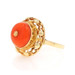 Yellow Gold Coral Vintage Cocktail Solitaire Ring - 14k Rope Scrollwork Yellow Gold Coral Vintage Cocktail Solitaire Ring - 14k Rope Scrollwork