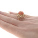 Yellow Gold Coral Vintage Cocktail Solitaire Ring - 14k Rope Scrollwork Yellow Gold Coral Vintage Cocktail Solitaire Ring - 14k Rope Scrollwork