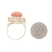 Yellow Gold Coral Vintage Cocktail Solitaire Ring - 14k Rope Scrollwork Yellow Gold Coral Vintage Cocktail Solitaire Ring - 14k Rope Scrollwork