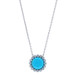 White Gold Turquoise Diamond Halo Necklace - 18k Cabochon .25ctw Adjustable White Gold Turquoise Diamond Halo Necklace - 18k Cabochon .25ctw Adjustable