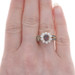 Yellow Gold Red & White Zircon & Diamond Halo Ring - 14k Oval 2.75ctw Flower