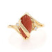 Yellow Gold Goldstone & Cubic Zirconia Bypass Ring - 14k Marquise Cabochon Yellow Gold Goldstone & Cubic Zirconia Bypass Ring - 14k Marquise Cabochon
