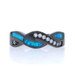 White Gold Lab-Created Opal & CZ Twist Band - 10k Inlay Black Rhodium Ring Sz 8