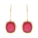 Yellow Gold Ruby Drop Earrings - 10k Cushion Pierced Lead Glass Filled Yellow Gold Ruby Drop Earrings - 10k Cushion Pierced Lead Glass Filled