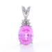 White Gold Lab-Created Pink Sapphire & Diamond Pendant - 10k Oval 2.23ctw White Gold Lab-Created Pink Sapphire & Diamond Pendant - 10k Oval 2.23ctw