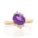 Yellow Gold Amethyst Diamond Bypass Ring - 10k Oval 1.95ctw Yellow Gold Amethyst Diamond Bypass Ring - 10k Oval 1.95ctw