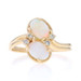 Yellow Gold Opal Diamond Bypass Ring - 14k Oval Cabochon .74ctw Two-Stone Yellow Gold Opal Diamond Bypass Ring - 14k Oval Cabochon .74ctw Two-Stone